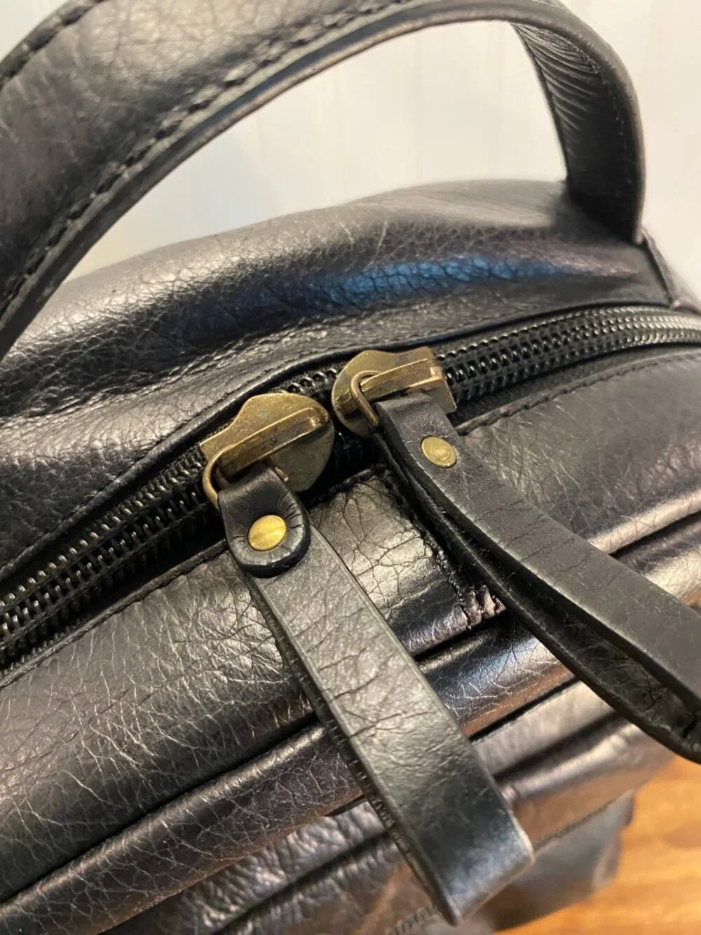 CHAPS Genuine Leather Backpack - Black Multi Pocket Travel Laptop School Bag